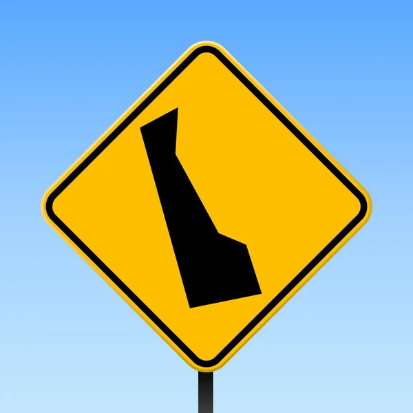Delaware Karte auf Straßenschild quadratischen Plakat mit delaware uns Zustand Karte auf gelben Raute Straßenschild — Stockvektor