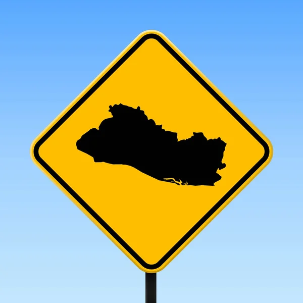 Δημοκρατία του Ελ Σαλβαδόρ χάρτη σε οδικό σημάδι τετράγωνο αφίσα με χάρτη της χώρας σε Δημοκρατία του Ελ Σαλβαδόρ — Διανυσματικό Αρχείο