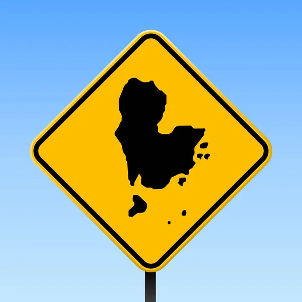 Redang Island mapa na placa da estrada Praça cartaz com Redang Island ilha mapa na estrada amarela losango —  Vetores de Stock