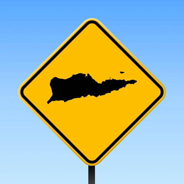 Карта Сен-Круа на дорожном знаке Плакат площади с картой острова Сент-Круа на желтом ромбе — стоковый вектор