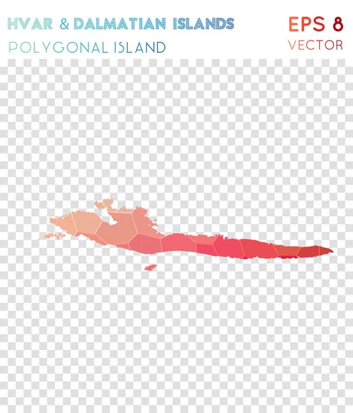 Hvar Δαλματίας νησιά πολυγωνικό χάρτη μωσαϊκό στυλ νησί ευειδής χαμηλή πολυ στυλ μοντέρνο σχεδιασμό — Διανυσματικό Αρχείο