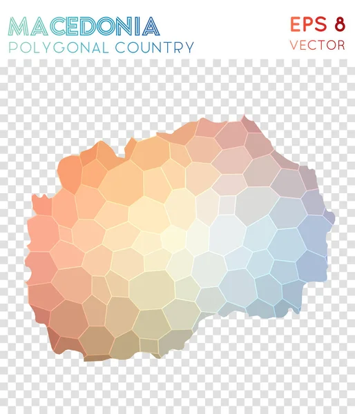 Macedonia polygonal map mosaic style country Shapely low poly style modern design Macedonia — Stock Vector