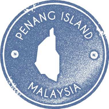 Penang Adası Haritası vintage damgası Retro tarzı el yapımı etiketi rozet veya öğe seyahat Hediyelik eşyalar için