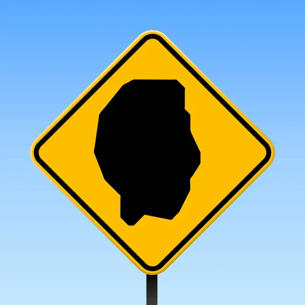 Gili Trawangan carte sur la signalisation Affiche carrée avec Gili Trawangan île carte sur la route jaune losange — Image vectorielle