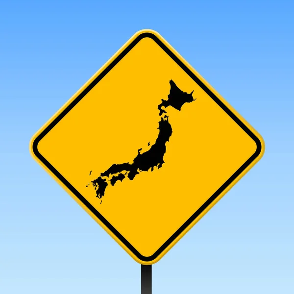 Giappone cartina su cartello stradale Manifesto quadrato con cartina paese Giappone su cartello stradale giallo rombo Vettore — Vettoriale Stock