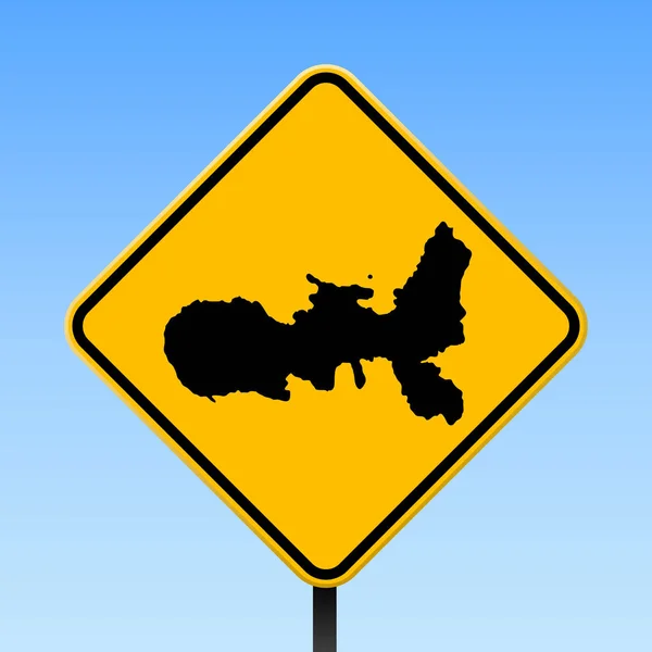 Mapa de Elba en la señal de tráfico Cartel cuadrado con mapa de la isla de Elba en rombo amarillo señal de tráfico Vector — Vector de stock