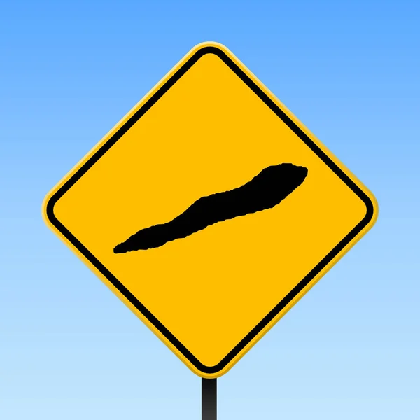 Cayman Brac Térkép road sign tér poszter Cayman Brac sziget Térkép a sárga rombusz útjelzési — Stock Vector