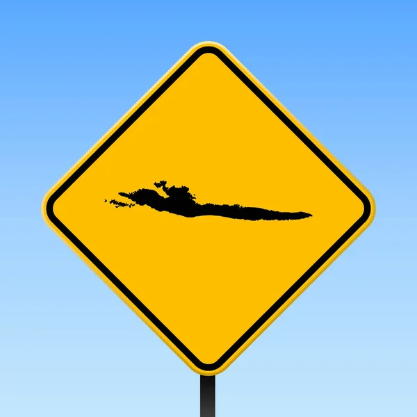 Carte de Hvar sur panneau de signalisation Affiche carrée avec carte de l'île de Hvar sur panneau de signalisation jaune losange vectoriel — Image vectorielle