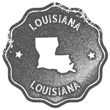 Louisiana harita vintage damgası Retro tarzı el yapımı etiketi rozet veya öğe için seyahat Hatıra Eşyası gri