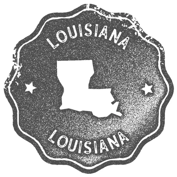 ルイジアナ州地図スタンプ レトロなスタイルの手作りラベルのバッジまたは要素の旅行土産グレー — ストックベクタ