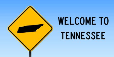 Tennessee harita yol işareti geniş posteri ile Tennessee bize devlet harita üzerinde sarı rhomb yol işareti