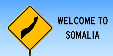 Yol işareti geniş poster haritada Somali Somali ülke harita üzerinde sarı rhomb yol işaret vektör ile