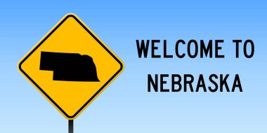 Nebraska harita yol işareti geniş posteri ile Nebraska bize devlet harita üzerinde sarı rhomb yol işaret vektör