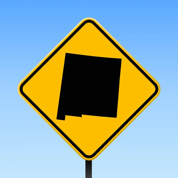 ニュー メキシコ州で道路標識正方形ポスターにニュー メキシコ マップ私たち状態地図黄色の菱形の道路標識 — ストックベクタ