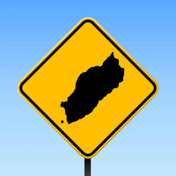Mapa de Itsukushima na placa da estrada Cartaz quadrado com mapa da ilha de Itsukushima na placa amarela da estrada do losango — Vetor de Stock