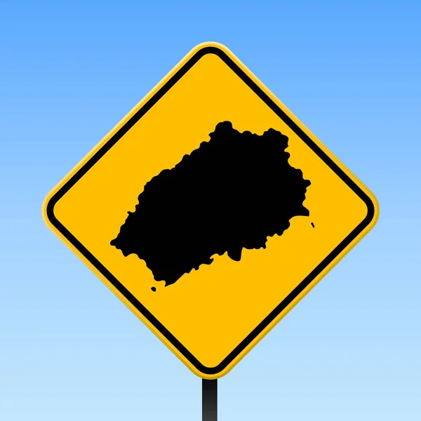Святої Єлени карту на дорозі підписати квадратних плакат з картою Острів Святої Єлени на жовтий rhomb дорожній знак — стоковий вектор