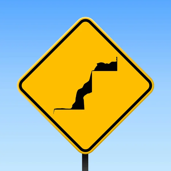西サハラの地図道路署名西サハラ国地図黄色の菱形の道路と広場ポスター — ストックベクタ