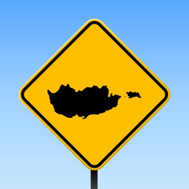 Yol işareti kare poster Kıbrıs Haritada Kıbrıs ülke harita üzerinde sarı rhomb yol işaret vektör ile