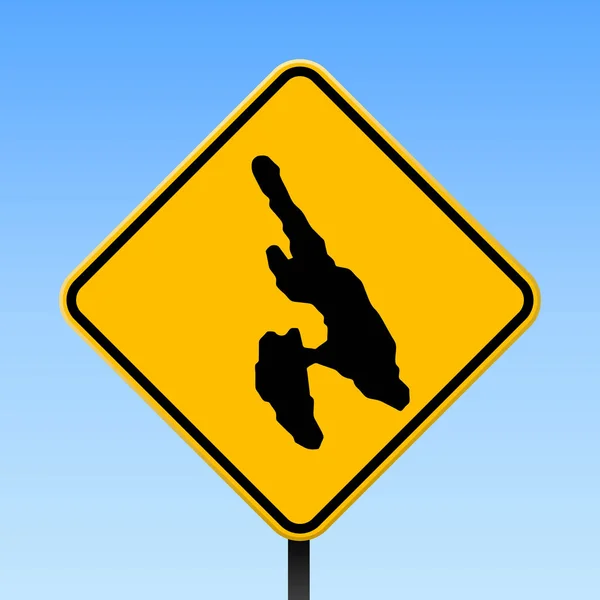 Carte Ko Phi Phi sur panneau de signalisation Affiche carrée avec carte de l'île Ko Phi Phi sur panneau jaune losange — Image vectorielle