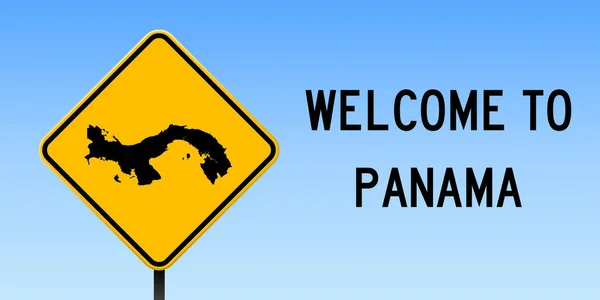 Panama carte sur panneau de signalisation Affiche large avec Panama carte de pays sur le panneau de signalisation jaune losange vectoriel — Image vectorielle