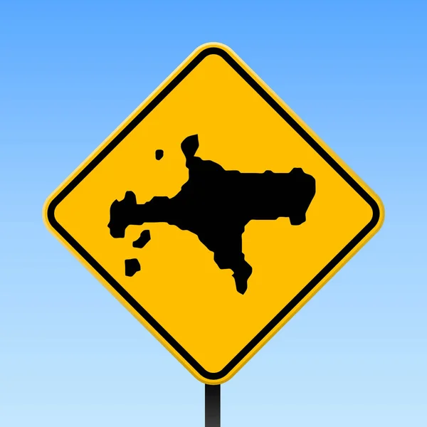 Ko Mak mapa en la señal de tráfico Cartel cuadrado con Ko Mak mapa de la isla en rombo amarillo señal de tráfico Vector — Vector de stock