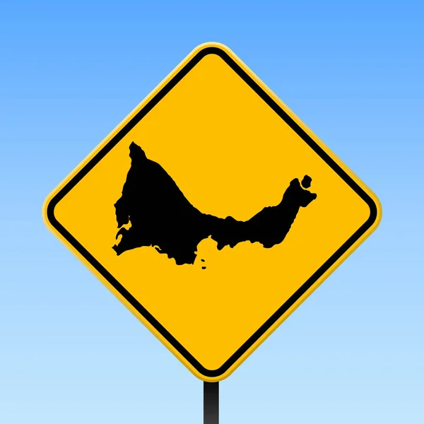 Mapa de Providenciales en la señal de tráfico Cartel cuadrado con mapa de la isla de Providenciales en la carretera rombo amarillo — Vector de stock