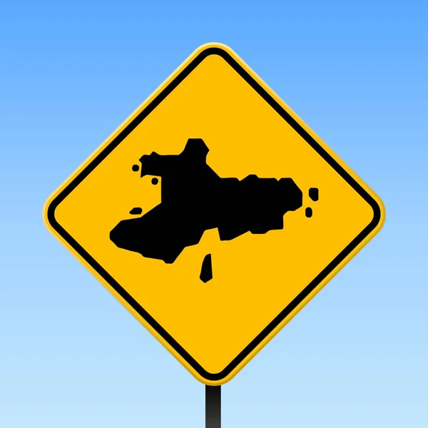 Union Island karta på väg logga fyrkantig affisch med unionen ön ön karta på gul romb vägmärke — Stock vektor
