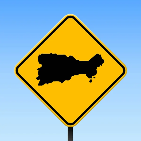 卡普里岛地图在路标广场海报上的菱形黄色公路标志矢量地图 — 图库矢量图片
