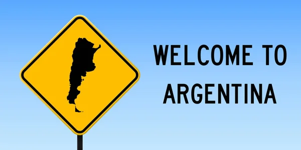 Argentina mapa en señal de tráfico Cartel ancho con Argentina mapa del país en rombo amarillo señal de tráfico Vector — Vector de stock