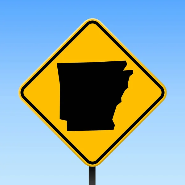 Arkansas mapovat na silnici podepsat čtvercový plakát s Arkansas nás mapu státu na žlutý kosočtverec dopravní značka — Stockový vektor