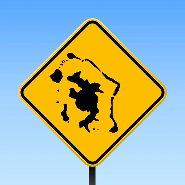 Bora Bora mapa en la señal de tráfico Cartel cuadrado con Bora Bora mapa de la isla en rombo amarillo señal de tráfico — Vector de stock