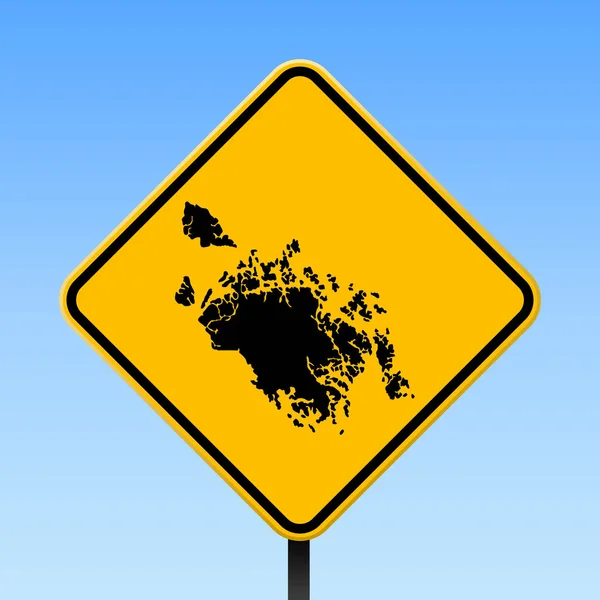 고양이 바 섬 지도로에 서명 노란색 마름모도로에 깟바 섬 섬 지도 함께 광장 포스터 — 스톡 벡터