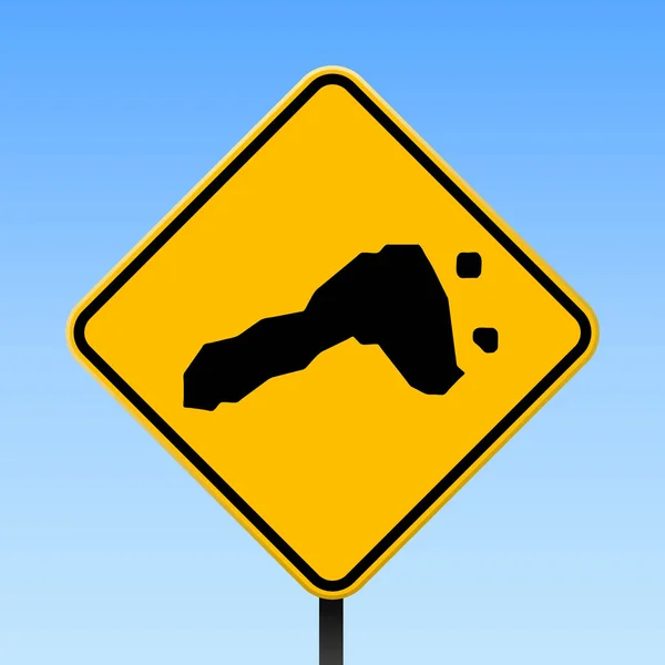 Carte de Ko Lipe sur panneau routier Affiche carrée avec carte de l'île de Ko Lipe sur panneau routier jaune losange vectoriel — Image vectorielle