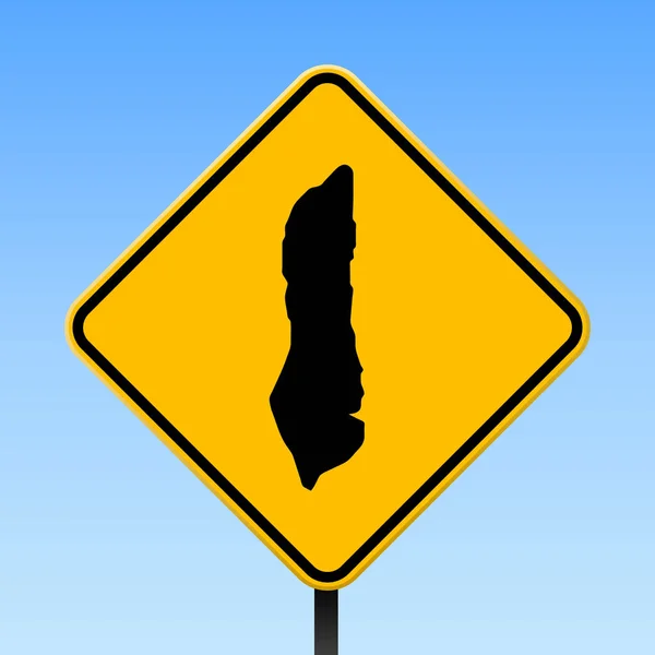 Grand Turk Island carte sur panneau de signalisation Affiche carrée avec Grand Turk Island carte sur losange jaune — Image vectorielle