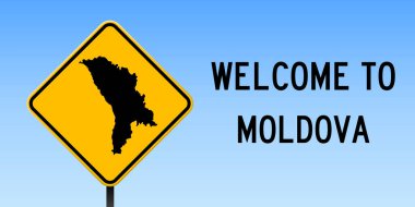 Yol işareti geniş poster haritada Moldova Moldova ülke harita üzerinde sarı rhomb yol işaret vektör ile