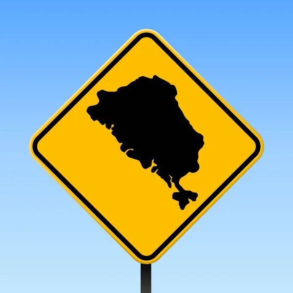 Mapa de la isla de Colón en la señal de tráfico Cartel cuadrado con mapa de la isla de Colón en rombo amarillo señal de tráfico — Vector de stock