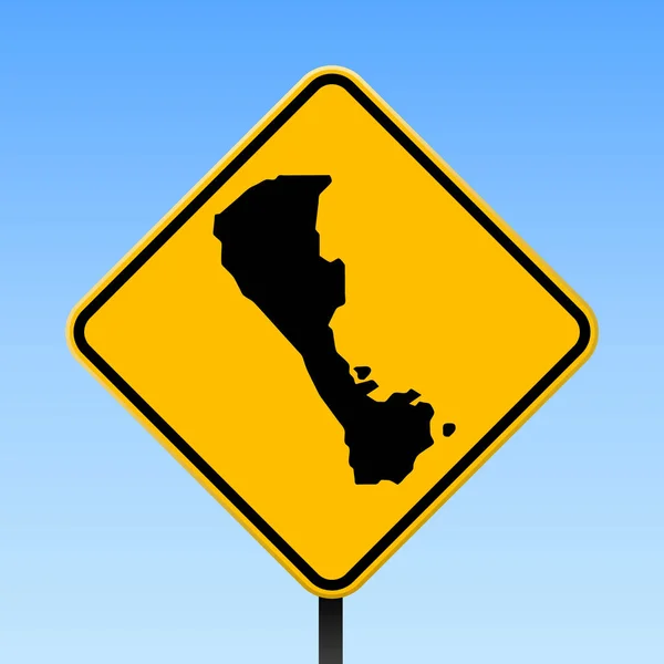 Boracay karta på väg logga fyrkantig affisch med Boracay island karta på gul romb vägmärke vektor — Stock vektor