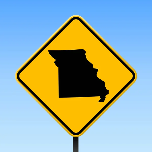 Missouri mapovat na silnici podepsat čtvercový plakát s Missouri nás mapu státu na žlutý kosočtverec dopravní značka — Stockový vektor