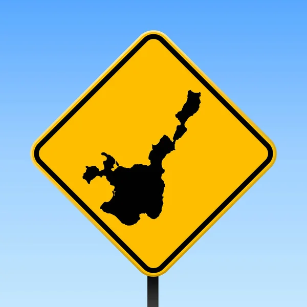 Ishigaki mapa en la señal de tráfico Cartel cuadrado con mapa de la isla de Ishigaki en rombo amarillo señal de tráfico Vector — Vector de stock