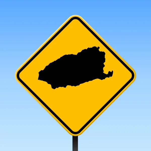 Imbros mapa en la señal de tráfico Cartel cuadrado con Imbros mapa de la isla en rombo amarillo señal de tráfico Vector — Vector de stock