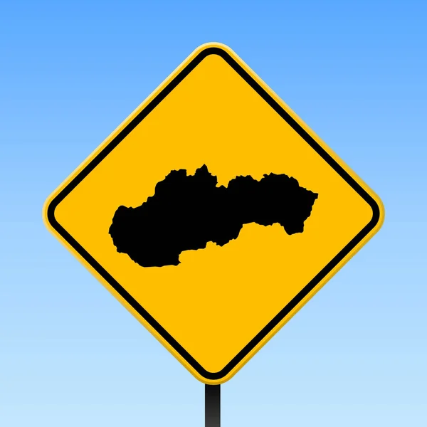 Mapa Slovensko na silnici podepsat čtvercový plakát s mapou země Slovensko na žlutý kosočtverec dopravní značkou Vector — Stockový vektor