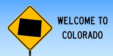 Colorado harita yol işareti geniş posteri ile Colorado bize devlet harita üzerinde sarı rhomb yol işaret vektör