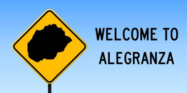 Yol işareti geniş poster Alegranza haritada Alegranza ada harita üzerinde sarı rhomb yol işaret vektör ile