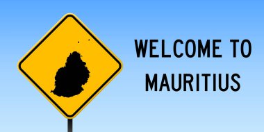 Yol işareti geniş poster Mauritius haritada Mauritius Adası harita üzerinde sarı rhomb yol işaret vektör ile