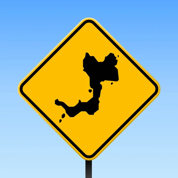 路标上的卡努安地图 黄色菱形路标上有卡努安岛地图的广场海报 向量例证 — 图库矢量图片