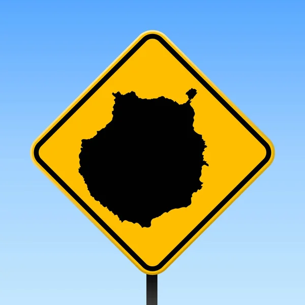 グラン カナリア島地図道路標識 正方形の黄色の菱形の道路標識のグラン カナリア島の地図とポスター ベクトル図 — ストックベクタ