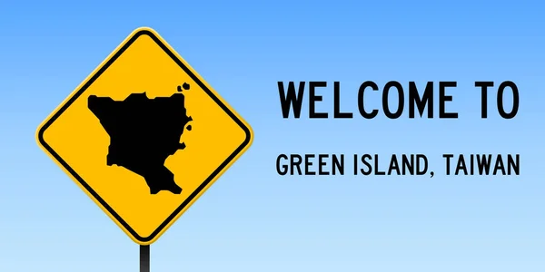 Green Island Taiwan Carte Sur Panneau Routier Grande Affiche Avec — Image vectorielle