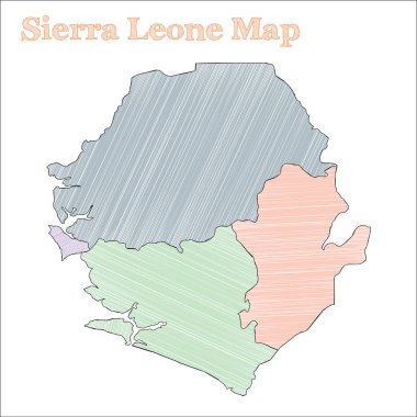 Sierra Leone handdrawn harita yarım yamalak ülke anahat kalın Sierra Leone Haritası