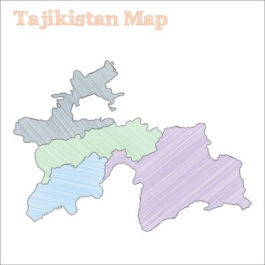 Tacikistan handdrawn harita yarım yamalak ülke anahat keyifli Tacikistan Haritası ile