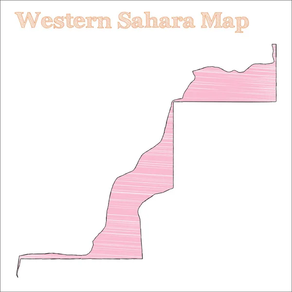 Saara Ocidental mapa desenhado à mão esboço colorido país esboço impressionante mapa do Saara Ocidental com — Vetor de Stock